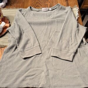 Belle by Kim Gravel Sage Waffle Knit Long Sleeve Top